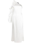 David Koma Ruffle detail one shoulder midi dress