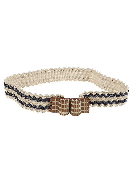 Exquisite J Striped raffia belt