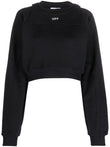 Off White Printed Crop Sweatshirt