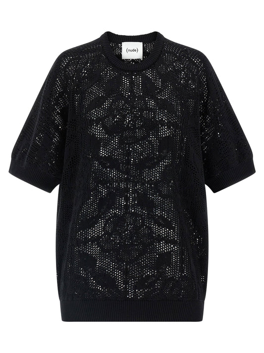 Nude Openwork Cotton Sweater