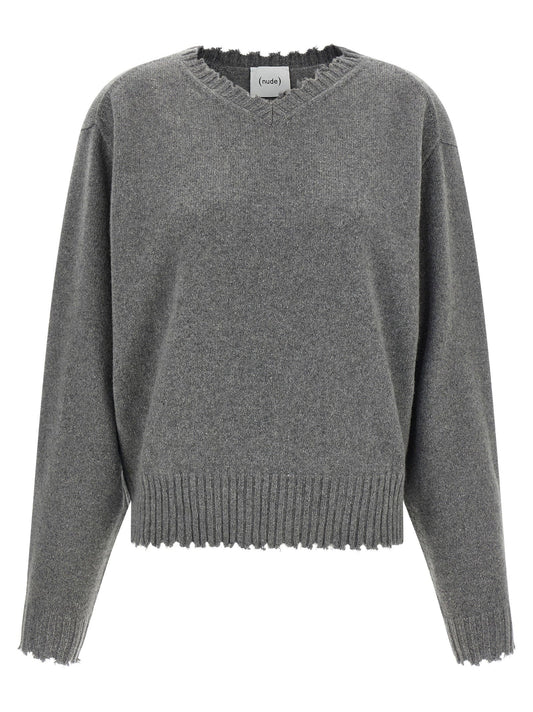 Nude Fringed Hem Sweater