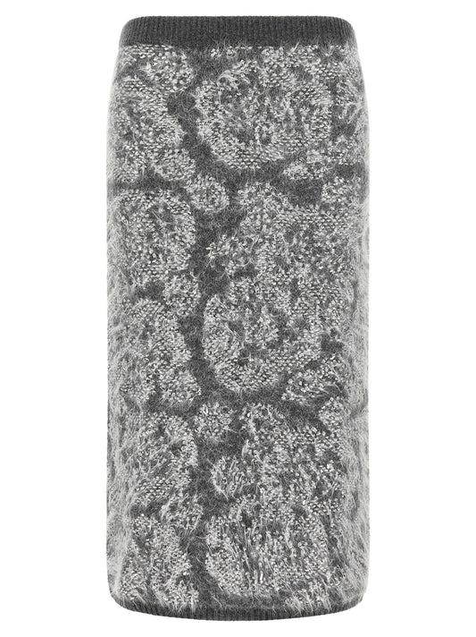Nude Jacquard Knit Skirt