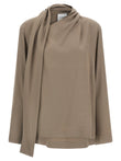 Nude Draped Panel Blouse