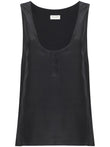 Saint Laurent Henley-neck silk tank top
