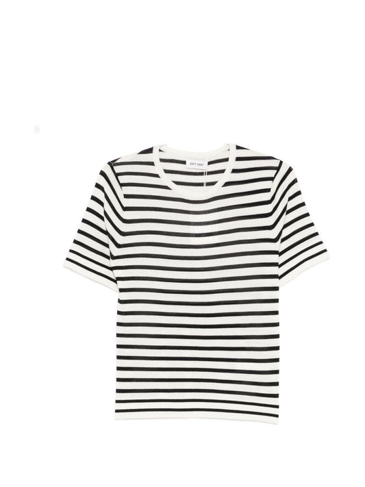 Soft Goat Silk and cashmere striped t-shirt