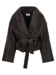 Magda Butrym Shawl Collar Leather Jacket