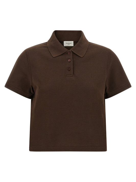 Saint Laurent Cassandre Crop Polo Shirt