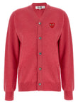 Comme Des Garçons Play Double Red Emblem Cardigan