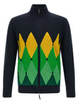 Ballantyne Classic Diamond Intarsia Zip Cardigan