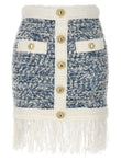 Balmain Fringed Tweed Skirt