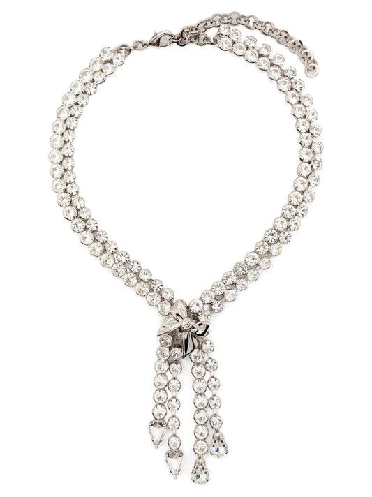 Alessandra Rich Bow Crystals Necklace