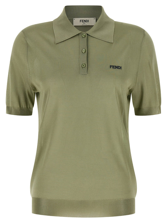 Fendi Shiny Viscose Polo Shirt