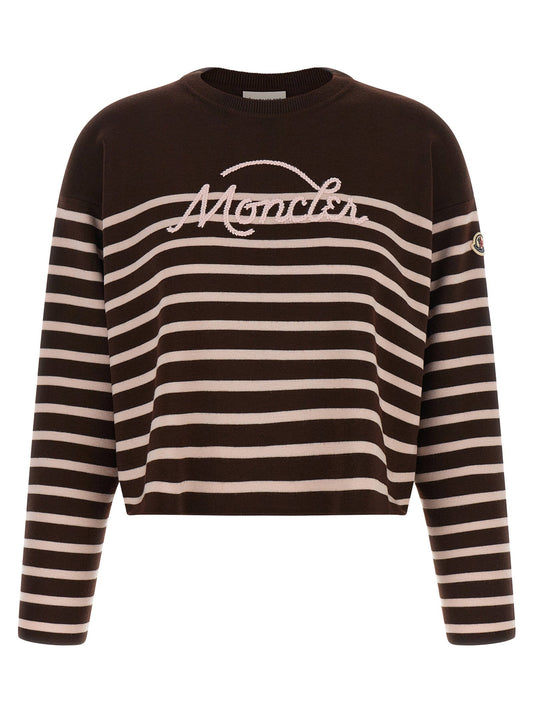 Moncler Striped Sweater With Embroidery