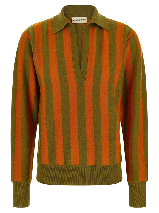 Alberto Biani Striped Knit Polo Shirt