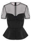 Nensi Dojaka Tailored Bustier With Sheer Neckline Top