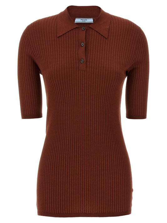 Prada Ribbed Polo Shirt