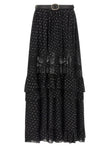 Self-Portrait Black And Gold Chiffon Lace Maxi Skirt