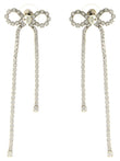 Self-Portrait Crystal Droplet Bow Earrings