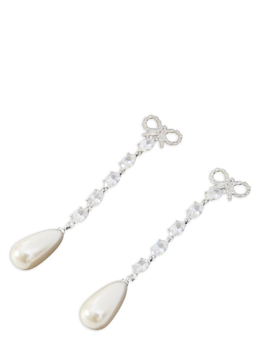 Self-Portrait Bow Pearl Droplet Earrings