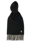Ami Paris Quota Scarf With Adc Embroidery And Fringes